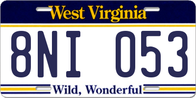 WV license plate 8NI053