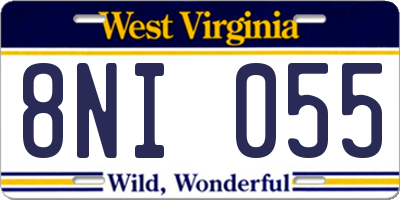 WV license plate 8NI055