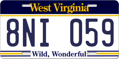 WV license plate 8NI059
