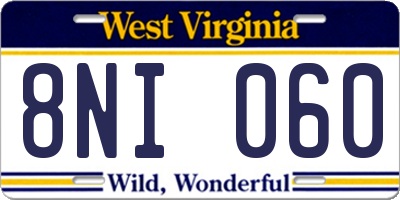 WV license plate 8NI060