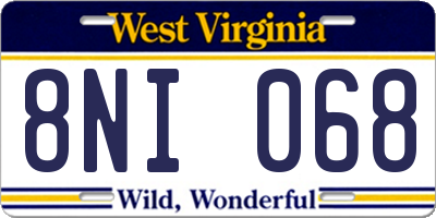 WV license plate 8NI068