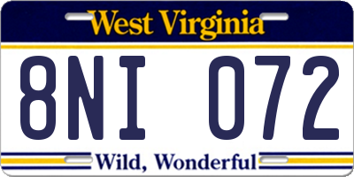 WV license plate 8NI072
