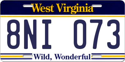 WV license plate 8NI073