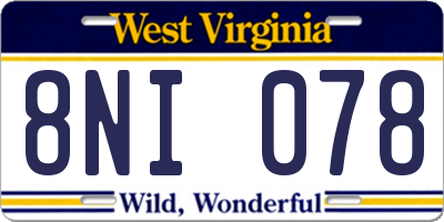 WV license plate 8NI078