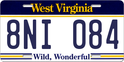 WV license plate 8NI084