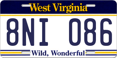 WV license plate 8NI086