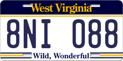 WV license plate 8NI088