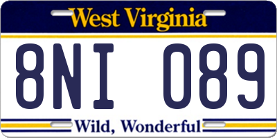 WV license plate 8NI089