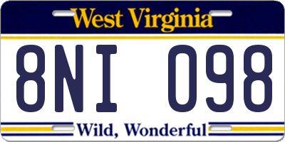 WV license plate 8NI098