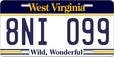 WV license plate 8NI099
