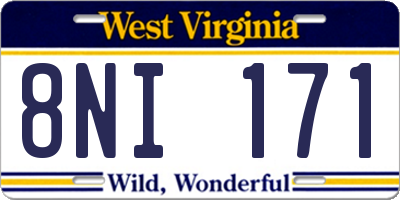 WV license plate 8NI171