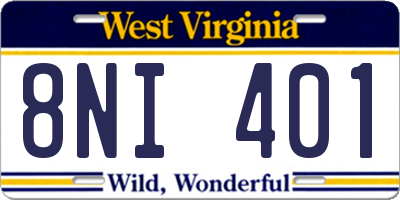 WV license plate 8NI401