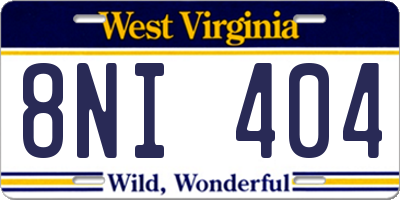 WV license plate 8NI404