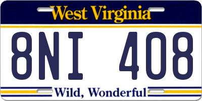 WV license plate 8NI408