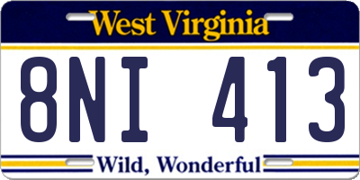 WV license plate 8NI413