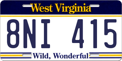 WV license plate 8NI415