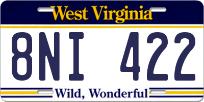 WV license plate 8NI422