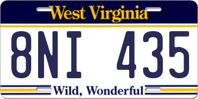 WV license plate 8NI435