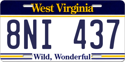 WV license plate 8NI437
