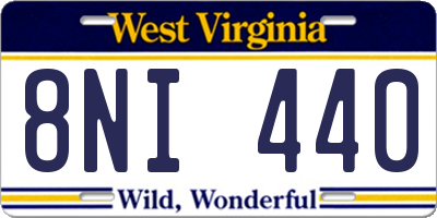WV license plate 8NI440