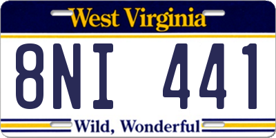WV license plate 8NI441