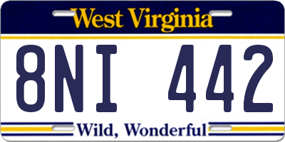 WV license plate 8NI442
