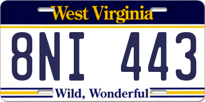WV license plate 8NI443