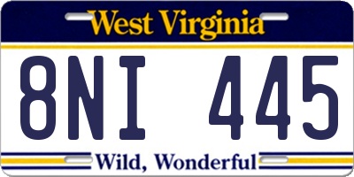 WV license plate 8NI445