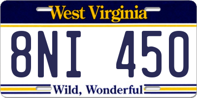 WV license plate 8NI450