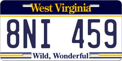 WV license plate 8NI459