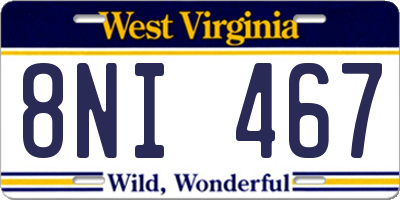WV license plate 8NI467