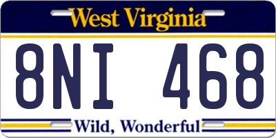 WV license plate 8NI468