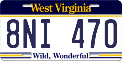 WV license plate 8NI470
