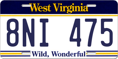 WV license plate 8NI475