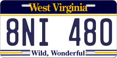 WV license plate 8NI480