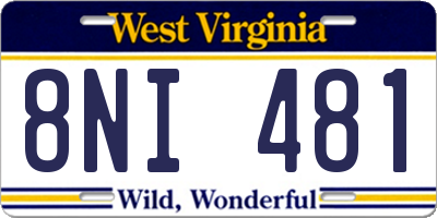 WV license plate 8NI481