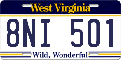 WV license plate 8NI501