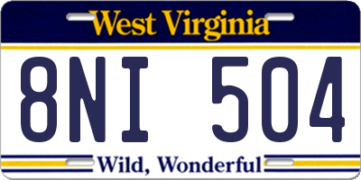 WV license plate 8NI504