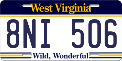 WV license plate 8NI506
