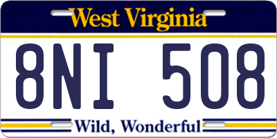WV license plate 8NI508