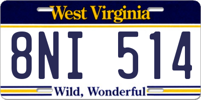 WV license plate 8NI514