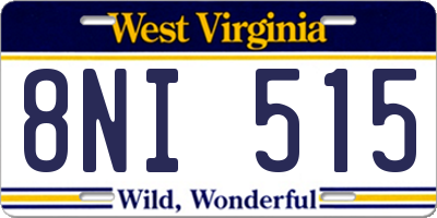 WV license plate 8NI515