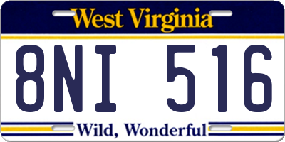 WV license plate 8NI516