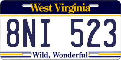 WV license plate 8NI523