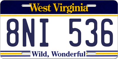 WV license plate 8NI536