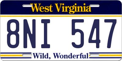WV license plate 8NI547