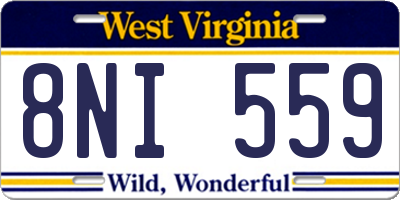 WV license plate 8NI559