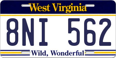 WV license plate 8NI562