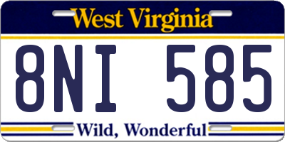 WV license plate 8NI585