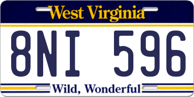 WV license plate 8NI596